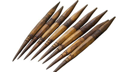 Sharp wooden stake set --ar 16:9