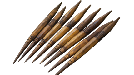 Sharp wooden stake set --ar 16:9