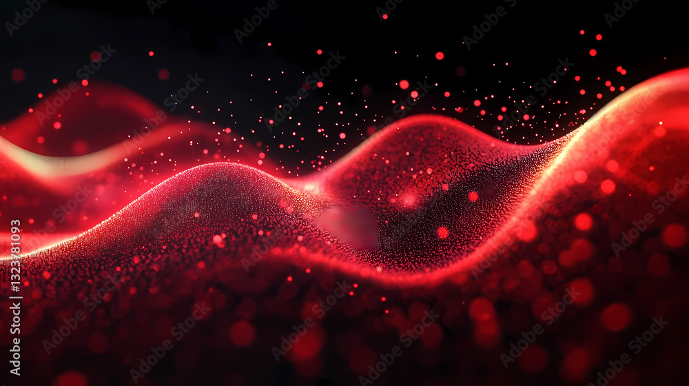 Poster abstract red wave and dot structure