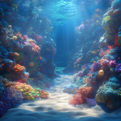 Naklejka premium Deep Serenity: Underwater Coral Reef Background