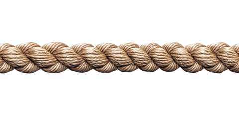 One long thick rope isolated on white background as transparent PNG AI GENERATED
