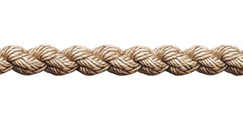 One long thick rope isolated on white background as transparent PNG AI GENERATED