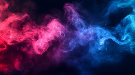 Abstract depiction of swirling colorful smoke against dark background