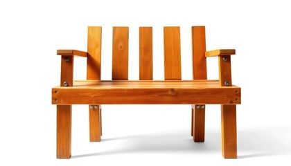 Single, weathered wooden chair isolated on pure white background, photography, sitting