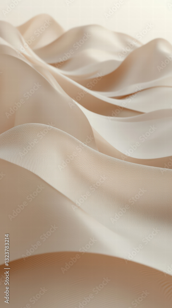 Poster silk waves: elegant and abstract view of flowing silk fabric, its soft waves and folds create a sens