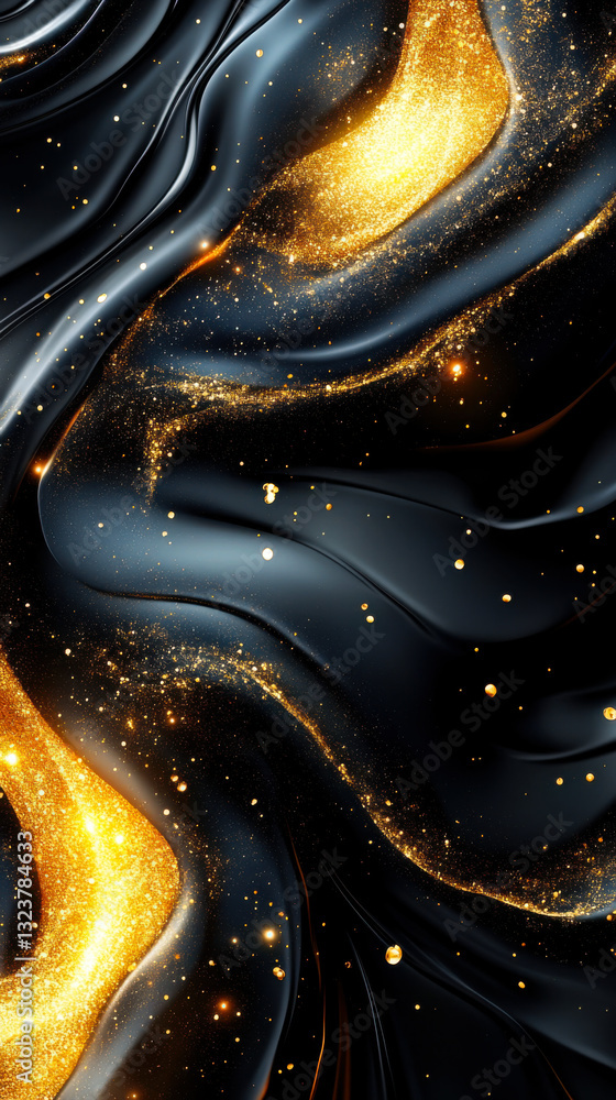Poster stunning abstract swirling patterns in black and gold create an eye-catching visual experience