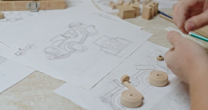 Crafting Unique Wooden Toy Wheels Along with Detailed Design Sketches for Inspiration