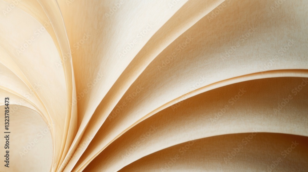 Poster elegant design featuring cream and brown book page textures with a golden ratio fold and soft fade f