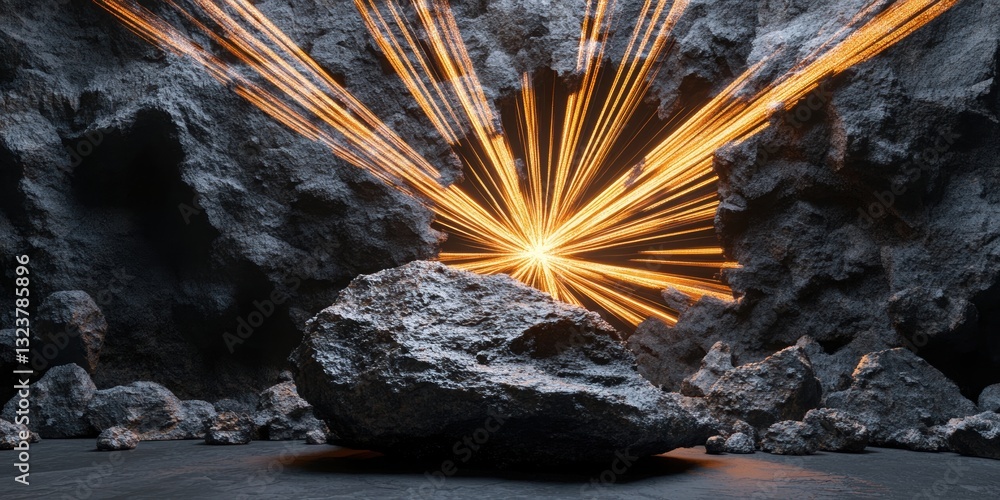 Aufkleber sparks erupting from rock: a dynamic shot showcasing a burst of vibrant sparks emanating from a text
