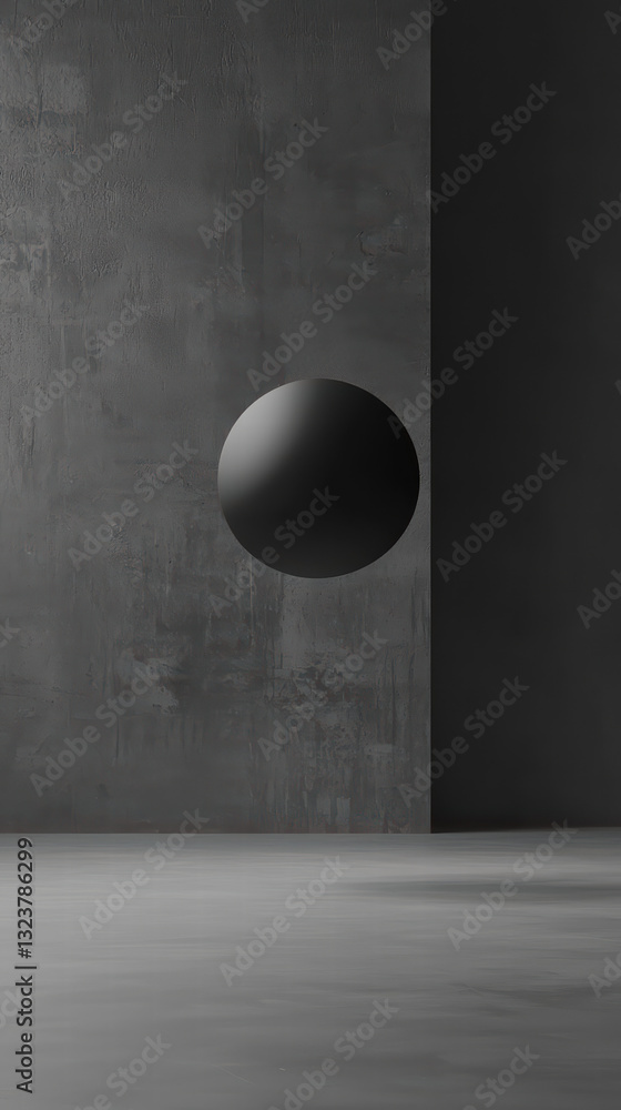 Poster a spherical harmony: a minimalist composition where a perfectly spherical object levitates in the fo