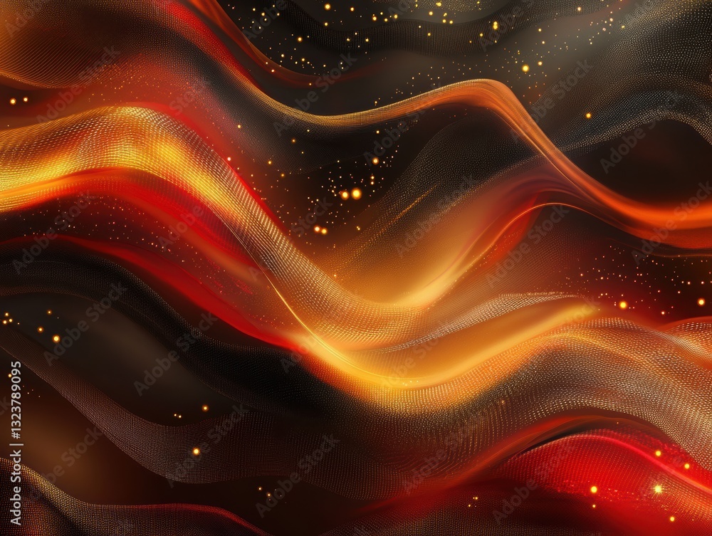 Aufkleber fiery flowing abstract: a mesmerizing abstract composition with undulating, flowing ribbons of fiery