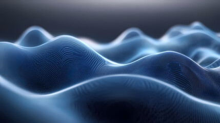 Abstract blue waves with white lines on dark background