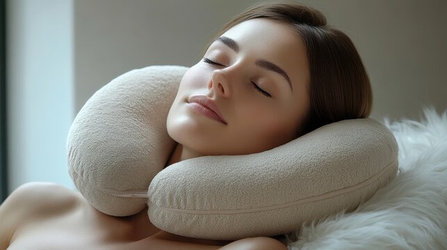 Soft and neutral-colored neck pillows, designed to cradle your head and neck in comfort, ideal for relaxation and travel, offering a haven of tranquility for weary travelers.