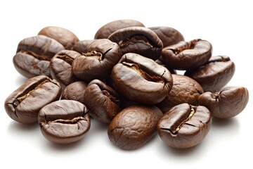 Naklejka premium Coffee beans on white background. AI generated