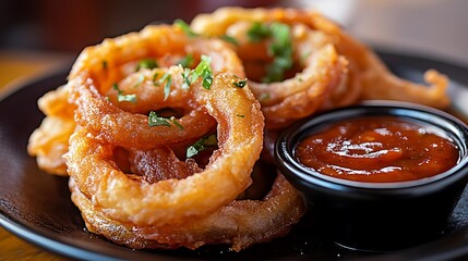 Beer Battered Onion Petals Crispy, beer-battered onion petals served with zesty dipping sauce