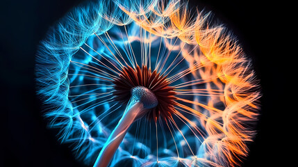Fototapeta premium Close-up of a blue and orange dandelion