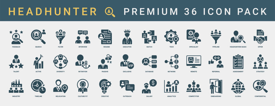 premium headhunter icon pack distinct human resources recruiting-themed symbols, Remote Network Referral Database