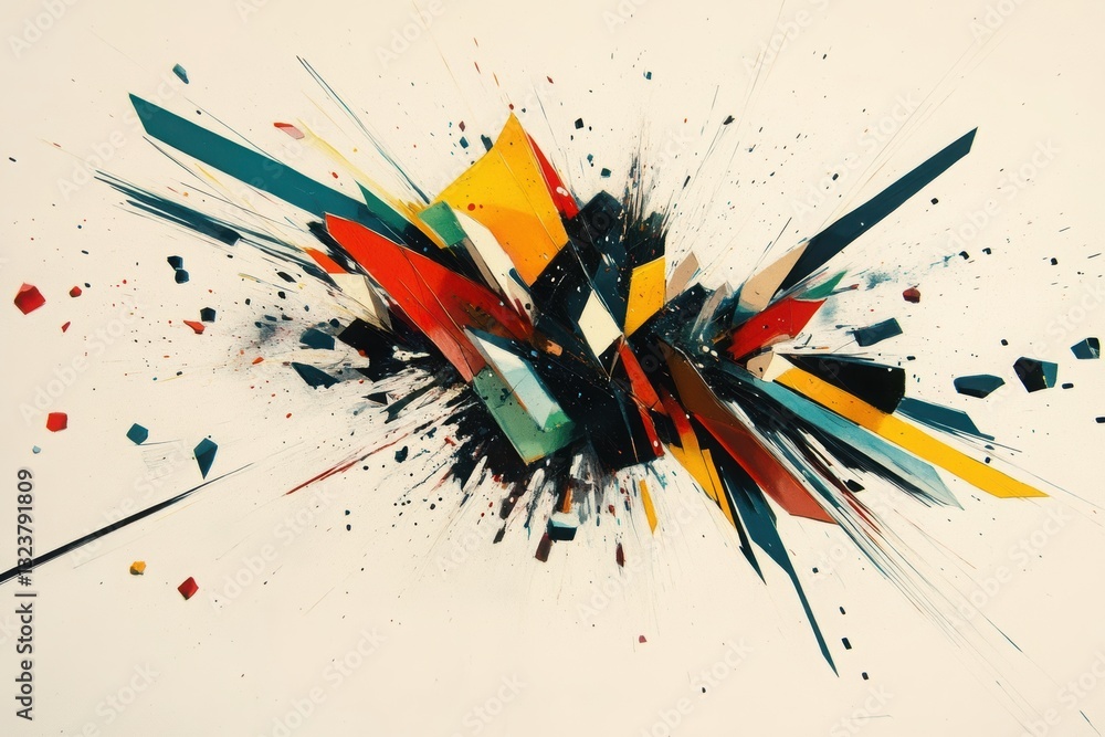 Poster explosive abstract composition: a dynamic abstract artwork bursts forth with a vibrant explosion of 