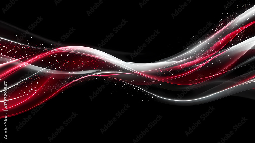 Poster red and white wave lines with dynamic effect