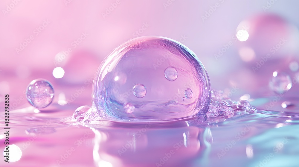 Poster a large transparent sphere with smaller spheres in a fluid