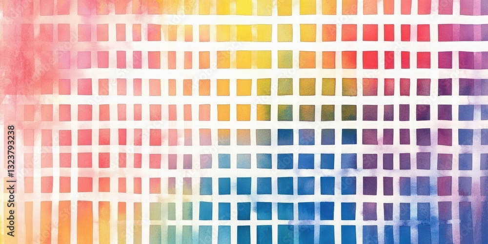 Poster chromatic grid: a vibrant and abstract composition of a colorful grid, with each cell displaying a u