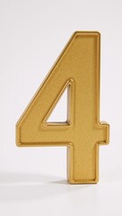 Isolated 3D golden number four with glitter effect on a white background