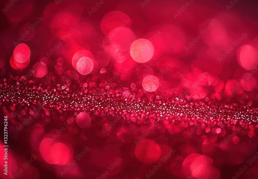 Poster a stunning close-up of sparkling red bokeh lights creating an enchanting and festive atmosphere.