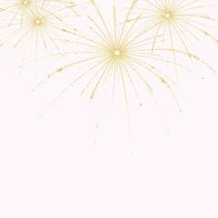 Obraz premium Golden firework-textured line art illustration on white background suitable as an overlay for happy New Year montages