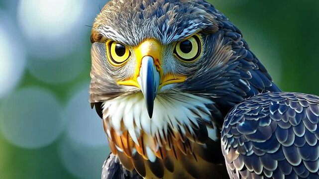 Close-up of a changeable hawk-eagle displaying its colorful feathers	
