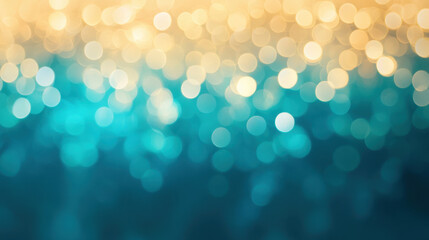 Soft bokeh lights create beautiful abstract background with golden and teal hues, perfect for blog pages or creative projects