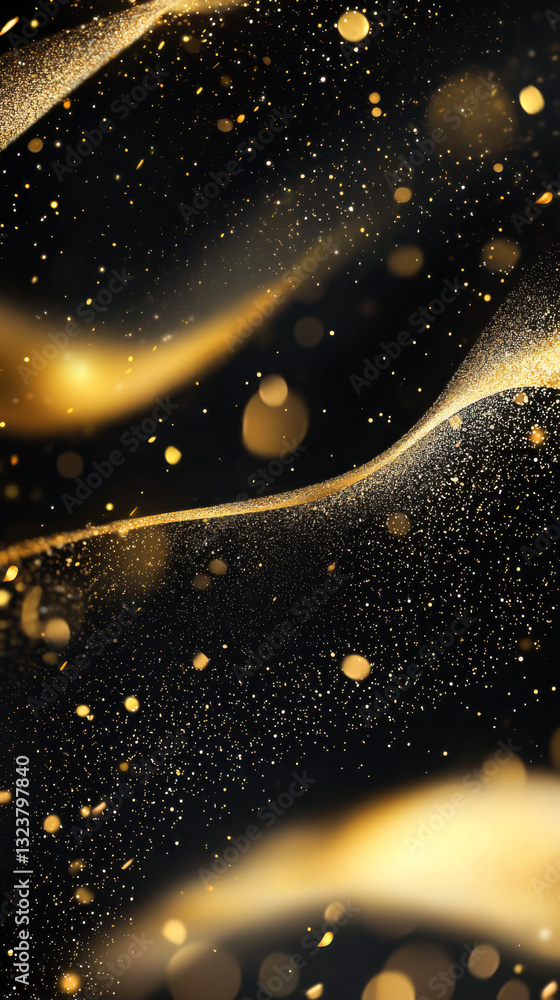 Poster sparkling gold and black fabric create an elegant abstract display with glimmering details under sof