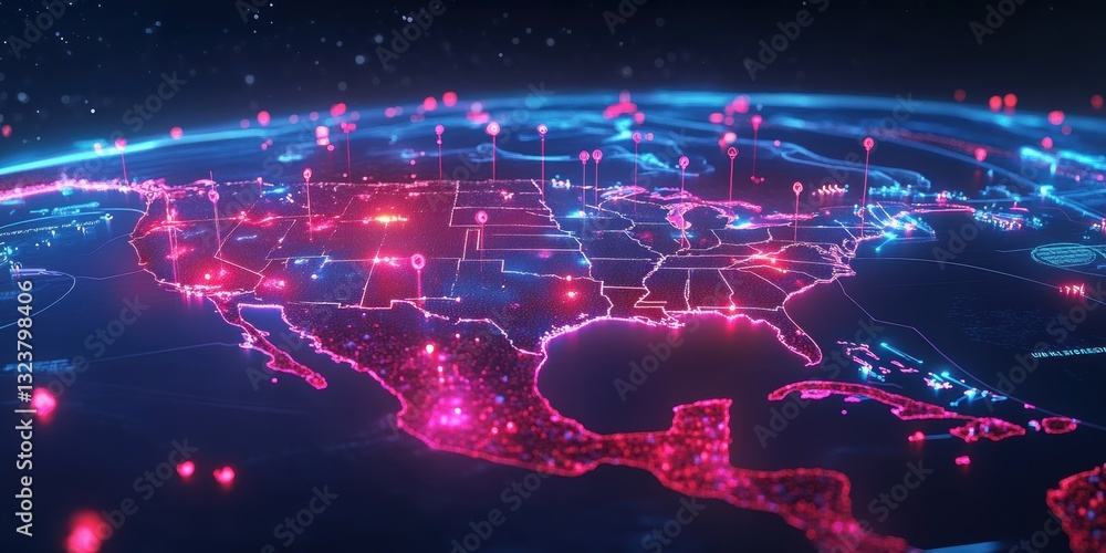 Poster global digital connections: an illuminating image of a digitalized globe showcasing interconnectedne
