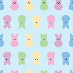 Seamless pattern with colored marshmallow Easter bunnies