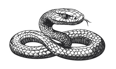 Intricate snake design in linear style, vector icons set.