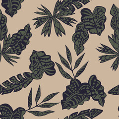 Tropical pattern, floral, leaves. Digital print in Repeat (rapport), Resolution 300 DPI, ideal for fashion, decoration and stationery.