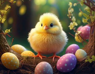 Generated imageGenerated imageAnnouncing Spring, Chick and Colorful Easter Eggs