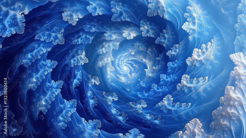 Aufkleber mesmerizing fractal design forming a vortex of blue shapes, evoking a sense of movement and depth. a