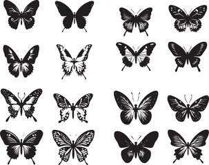 Elegant Butterfly Silhouettes Vector Bundle"