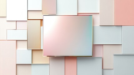Abstract geometric background with pastel colored 3D panels, creating a modern and minimalist visual effect.