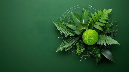 Verdant thriving plant matter seamlessly blended with an intelligent interconnected digital framework