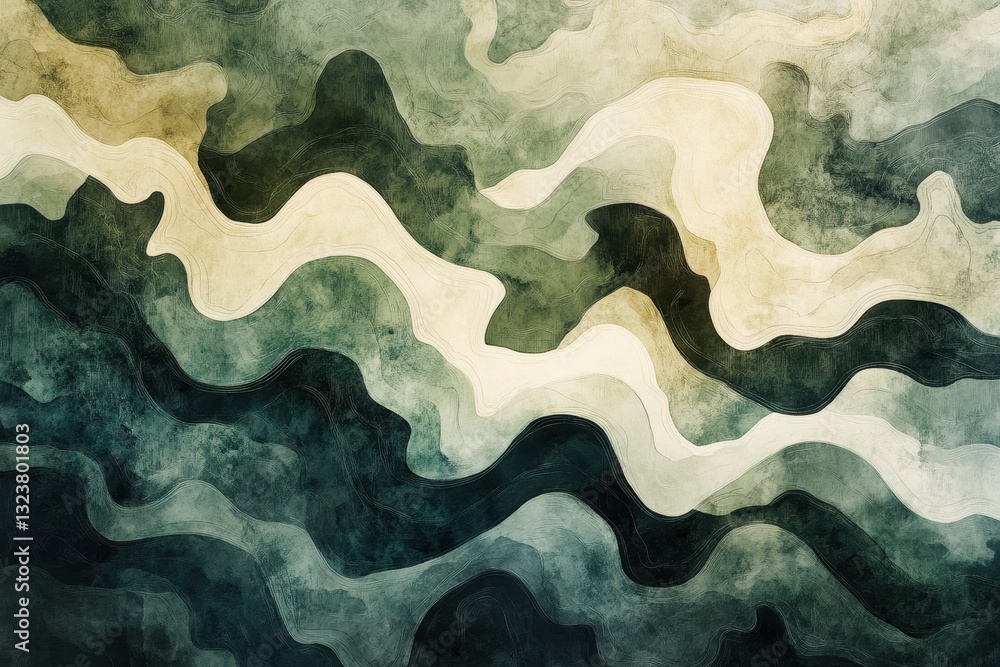 Poster abstract watercolour waves: a captivating watercolor artwork showcases an abstract pattern of fluid,