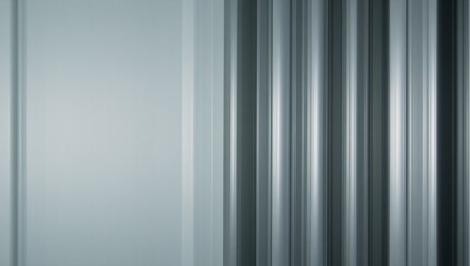 Obraz premium Abstract vertical gradient texture on a blurred soft-glass ribbed gray-striped window with an overlays of a silver metal and clear polycarbonate sheet