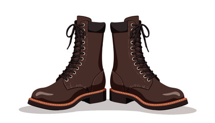 Brown leather boots on white background
