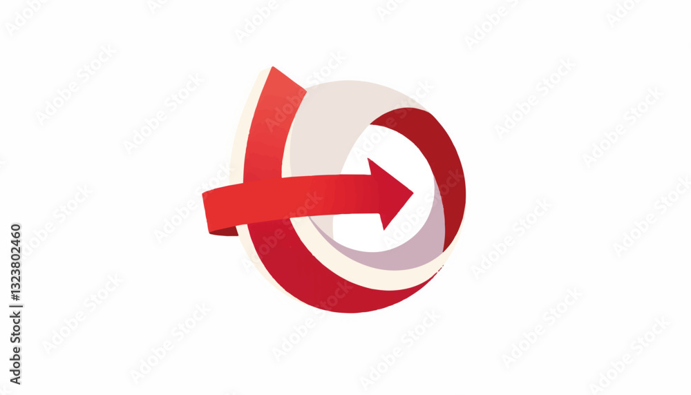 Poster abstract logo with red arrow and circular design