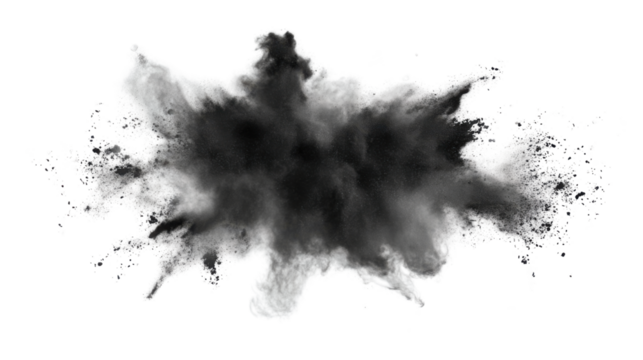 grey color powder pulver explosion isolated on white background