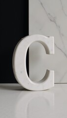 Fototapeta premium Modern classic-style marble letter C in sleek black luxury design