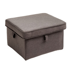Foldable fabric storage ottoman with zipper closure isolated on transparent white background