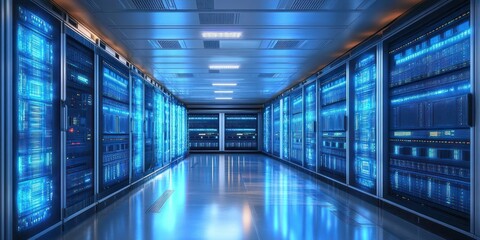 High Performance Data Server Room with Cutting Edge Infrastructure and Advanced Networking Technology