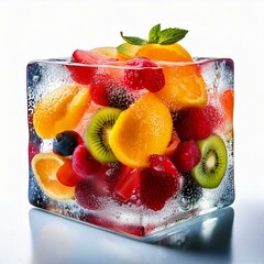 Cool and Shining, Colorful Fruits in Ice