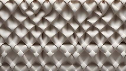 Abstract image featuring a repeating geometric pattern shades off-white, creating a three-dimensional textured effect.